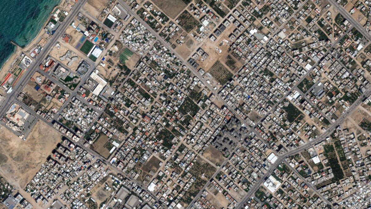 تظهر هذه الصورة التي قدمتها شركة ماكسار تكنولوجيز قبل القصف على حي الكرامة شمال غزة في 10 مايو 2023. — AP