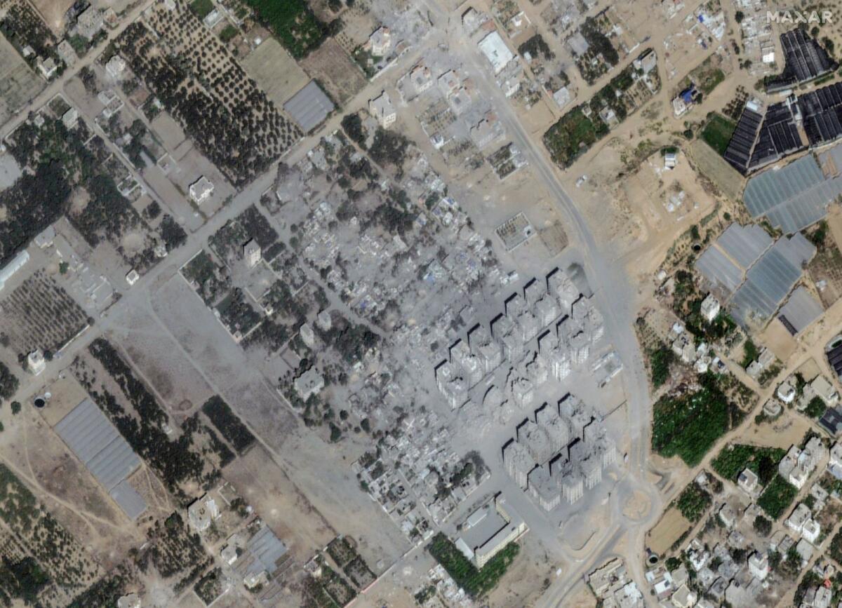 تظهر هذه الصورة التي قدمتها شركة ماكسار تكنولوجيز بعد الأضرار الجسيمة التي لحقت بالمباني والمنشآت في العطاطرة، شمال غزة، في 21 أكتوبر، 2023. — AP